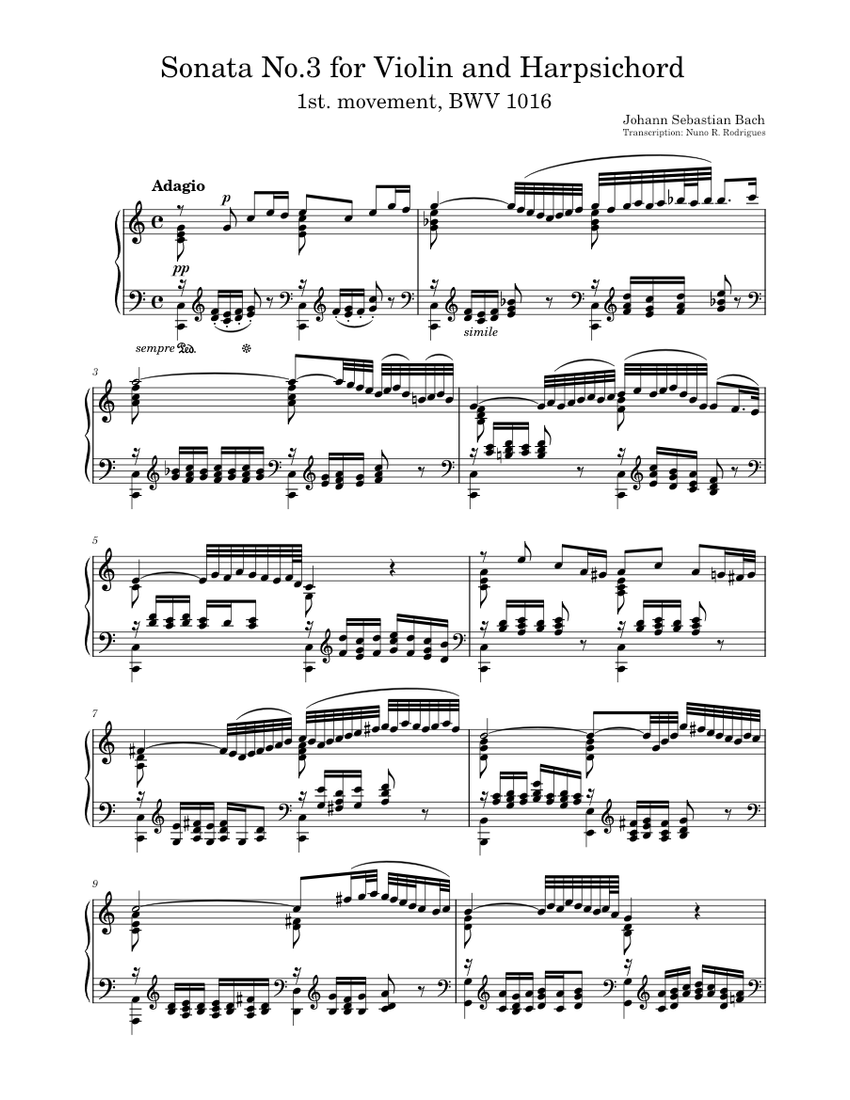 Violin Sonata in E major, BWV 1016 Johann Sebastian Bach (1st mov