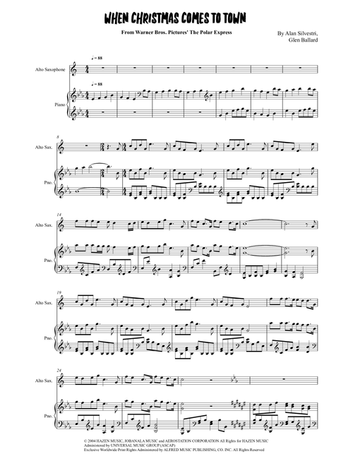 When Christmas Comes To Town (Arr. Grant Golding) - Andrea Bocelli (Alto Sax and Piano)