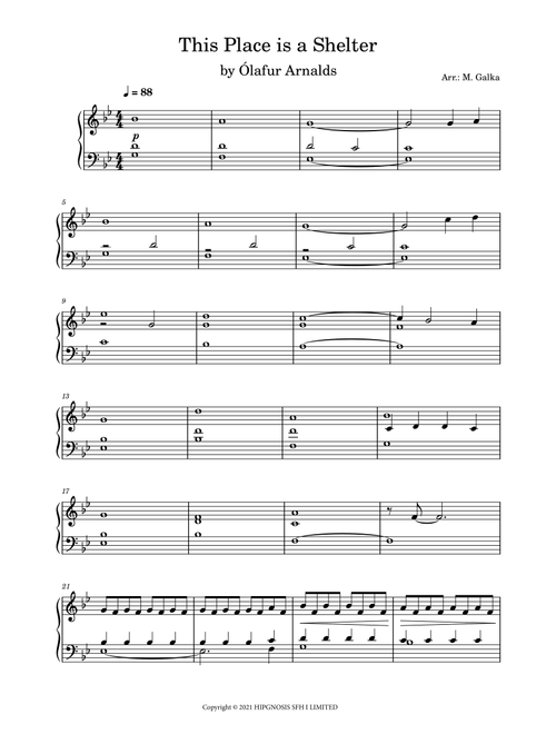 This Place Is A Shelter (Arr. Magdalena Galka) - Olafur Arnalds (Piano Solo)