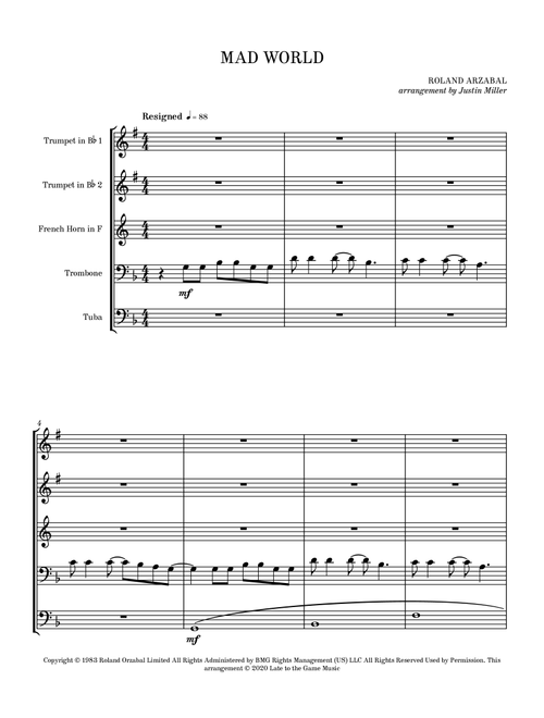 Mad World (Arr. Justin Miller) - Tears For Fears (Brass Ensemble)