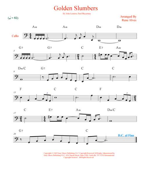 Golden Slumbers (Arr. Rene Alves) - The Beatles (Cello Solo)
