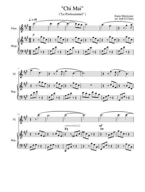 Chi Mai for Flute and Harp