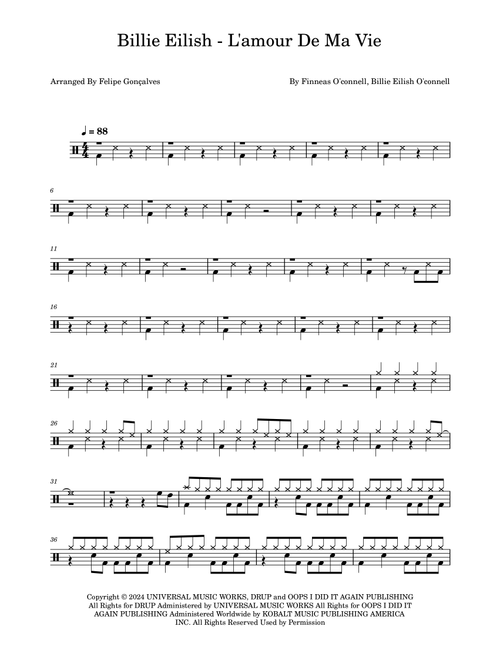 L'amour De Ma Vie (Arr. The Ninja) - Billie Eilish (Drums)