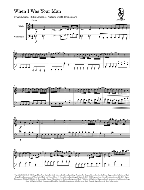 When I Was Your Man (Arr. Estreguin) - Bruno Mars (Instrumental Duet)