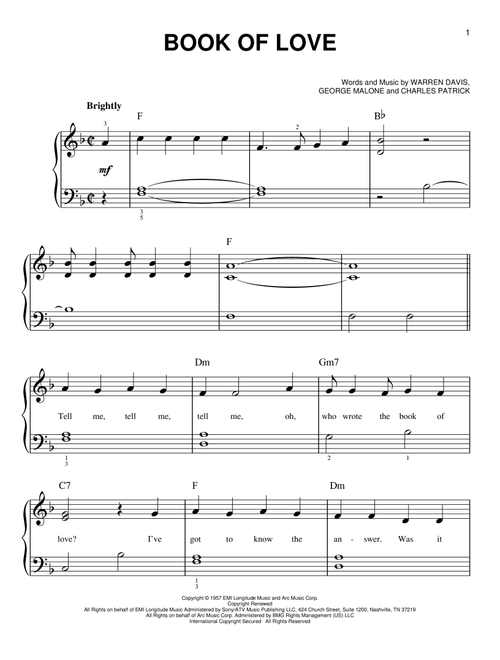 Book Of Love - The Monotones (Very Easy Piano)