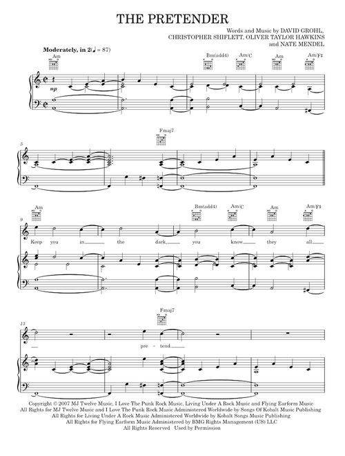 The pretender - Foo Fighters (Piano-Vocal-Guitar)