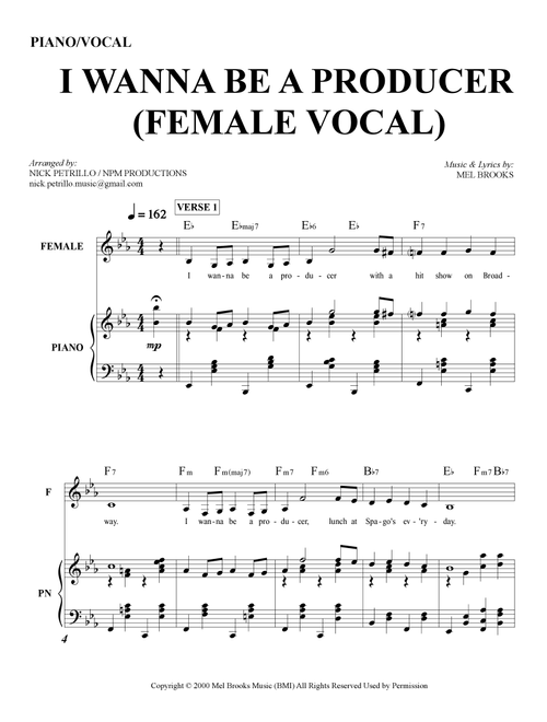 I Wanna Be A Producer (Arr. Nick Petrillo) - Mel Brooks (Piano Vocal)