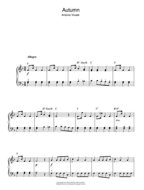 Autumn (from The Four Seasons), 3rd Movement - Antonio Vivaldi (Beginner Piano (Abridged))