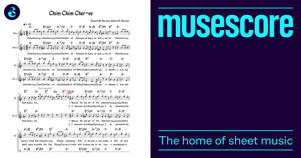 Chim Chim Cher-ee (Lead sheet with lyrics ) Sheet Music for Synthesizer ...