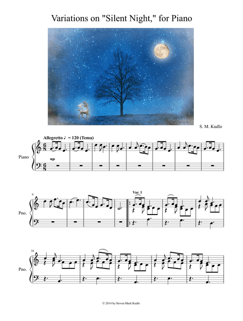 Variations on "Silent Night," for Piano