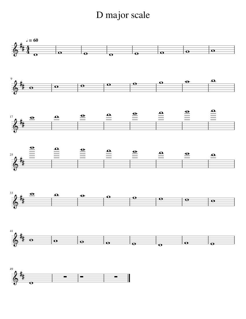 D major whole notes Sheet music for Piano (Solo) | Musescore.com