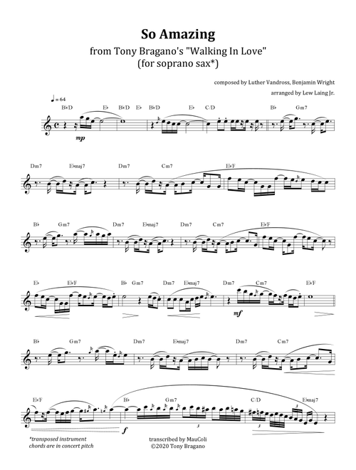 So Amazing (Arr. Tony Bragano) - Luther Vandross (Soprano Sax and Piano)