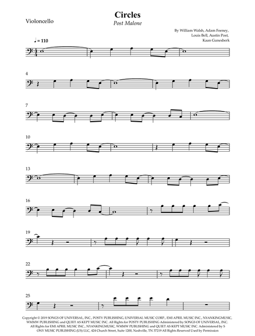 Circles (Arr. Wesley S. SIlva) - Post Malone (Cello Solo)