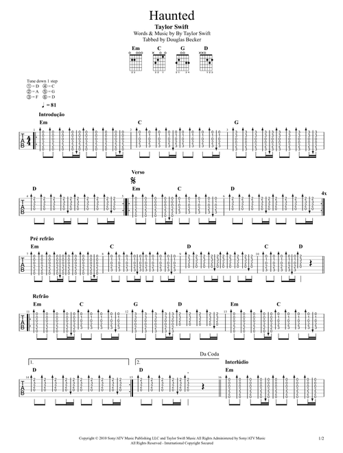 Haunted (Arr. Douglas Becker) - Taylor Swift (Guitar Tab)