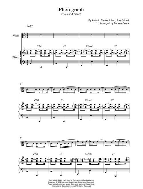 Photograph (Arr. Andrea Costa) - Astrud Gilberto (Small Ensemble)