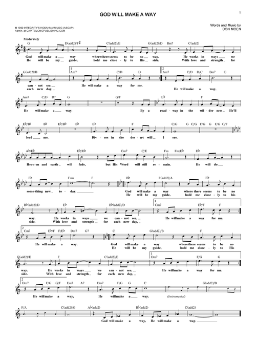 God Will Make A Way - Don Moen (Lead Sheet - Fake Book)