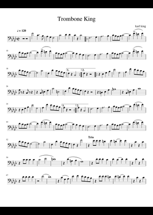 The Trombone King – Karl L. King The Trombone King 1st Cornet Sheet ...