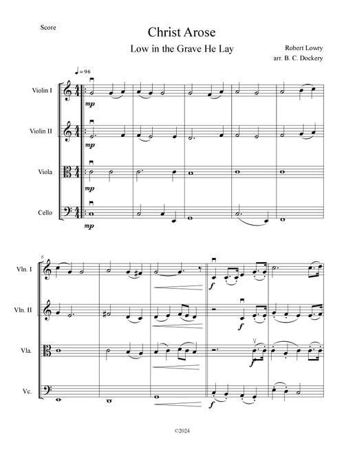 Christ Arose (Low in the Grave He Lay) for String Quartet (Arr. B. C. Dockery) - Robert Lowry (String Quartet)