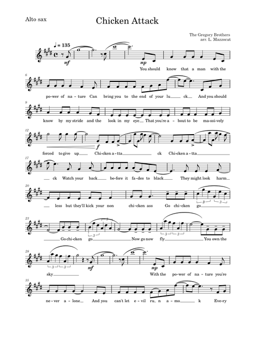 Chicken attack – The Gregory Brothers (for alto sax)