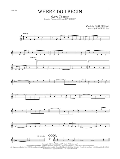 Where Do I Begin (Love Theme) - Andy Williams (Violin Solo)