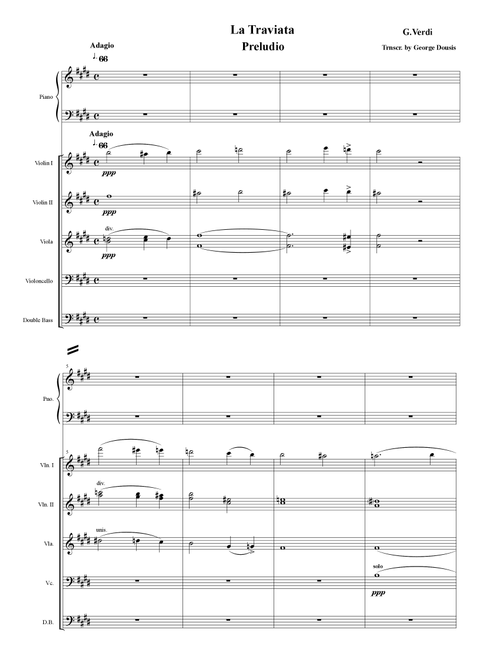 La traviata - Prelude (piano - string orchestra) (Arr. George Dousis) - Giuseppe Verdi (String Ensemble)