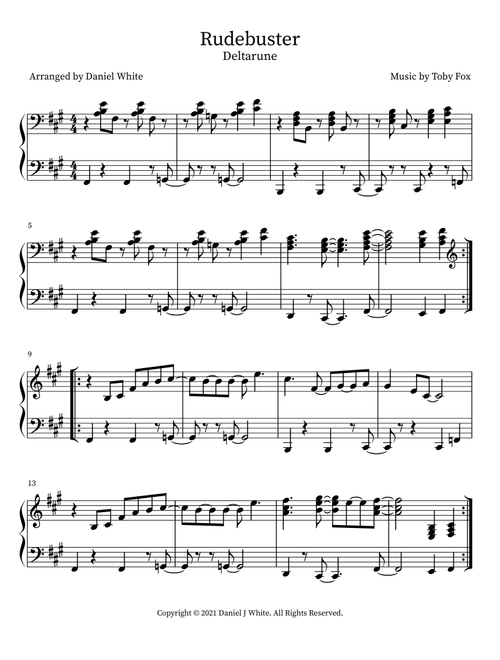Rudebuster (Arr. Daniel White) - Toby Fox (Piano Solo)