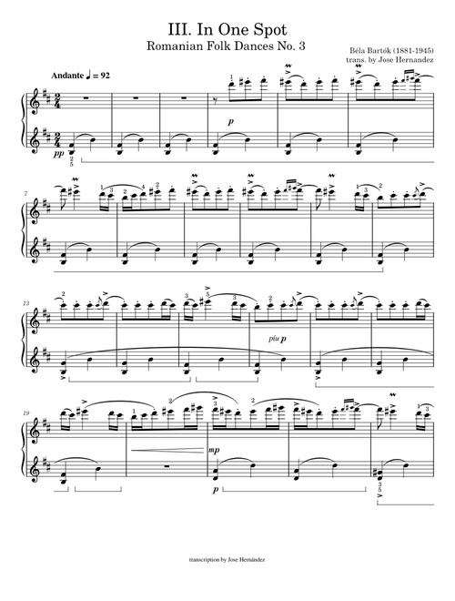 III. In One Spot, Romanian Folk Dances Sz. 56 No. 3 - Béla Bártok