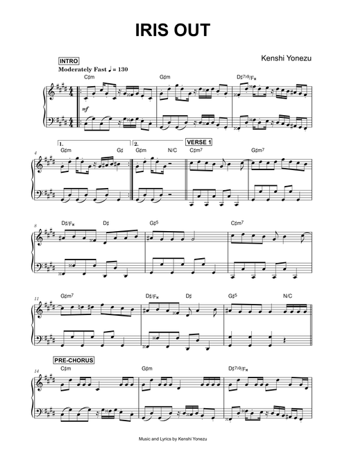IRIS OUT - Kenshi Yonezu (Piano)