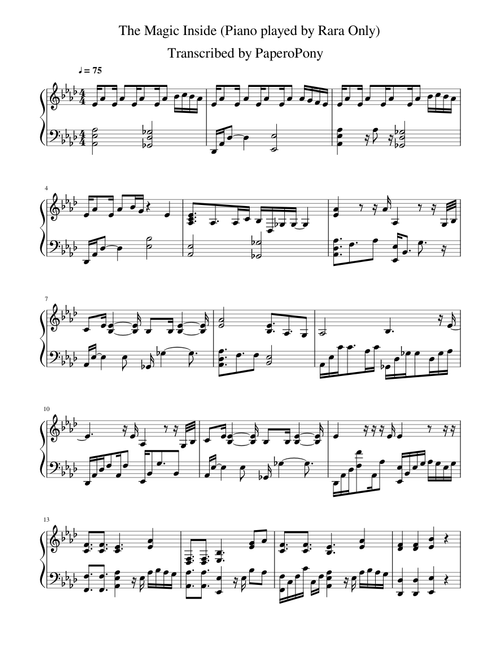 The Magic Inside piano accompaniment played by Rara