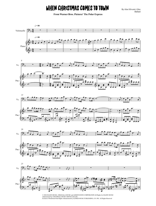 When Christmas Comes To Town (Arr. Grant Golding) - Andrea Bocelli (Cello and Piano)