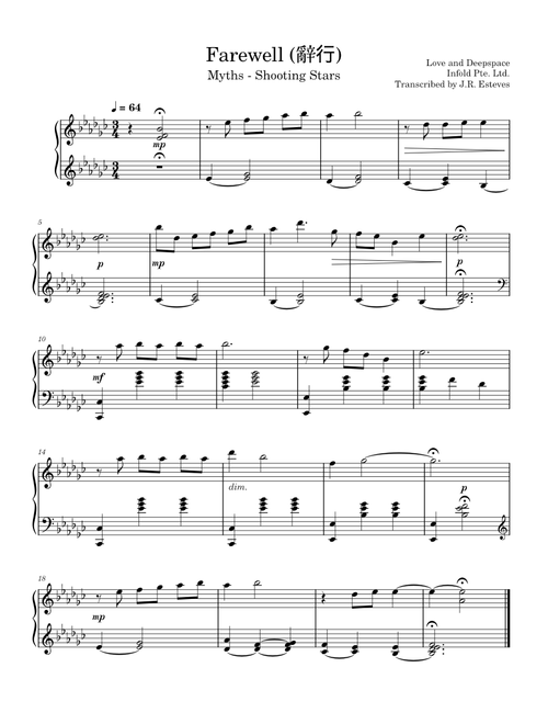 Love and Deepspace sheet music by J.R. Esteves | Play, print, and