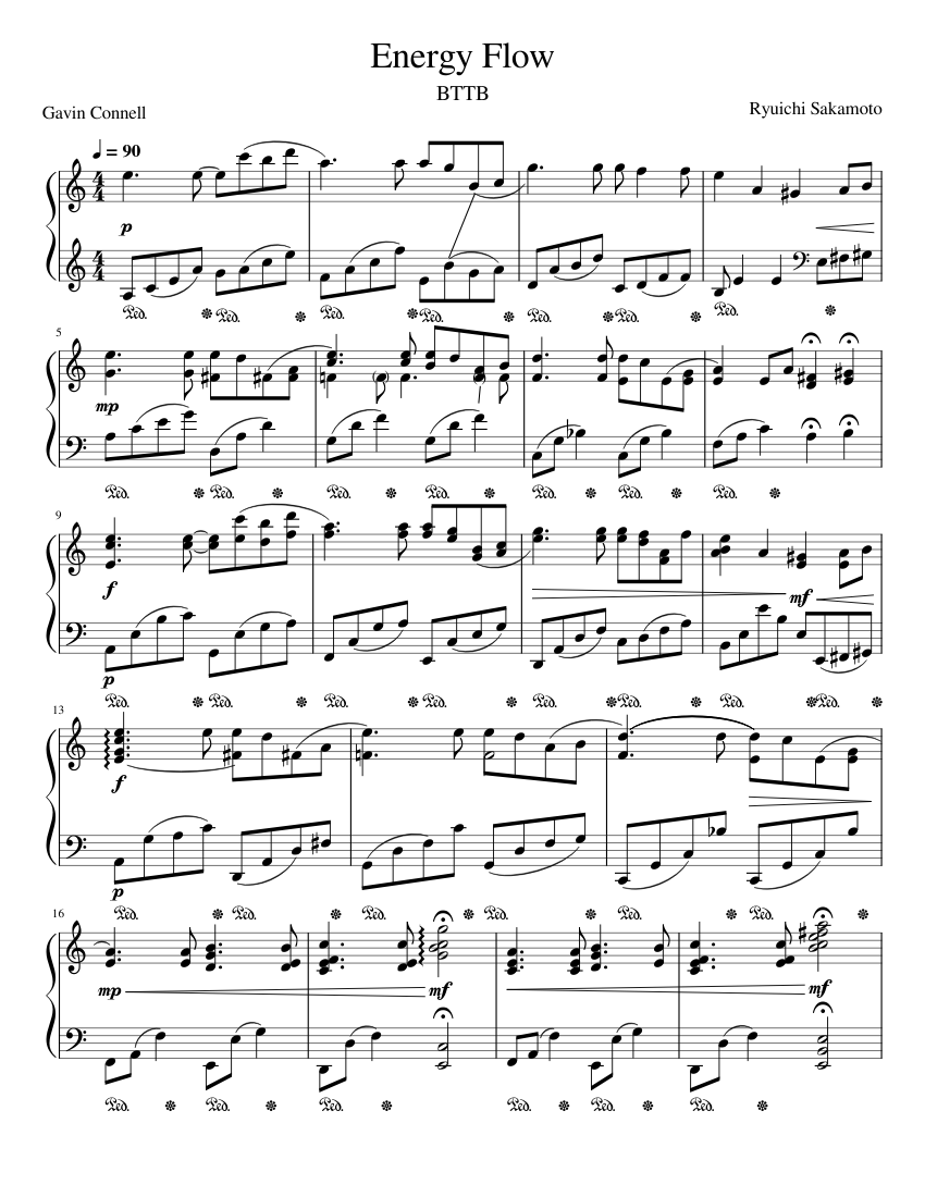 Energy Flow - Ryuichi Sakamoto Sheet Music for Piano (Solo