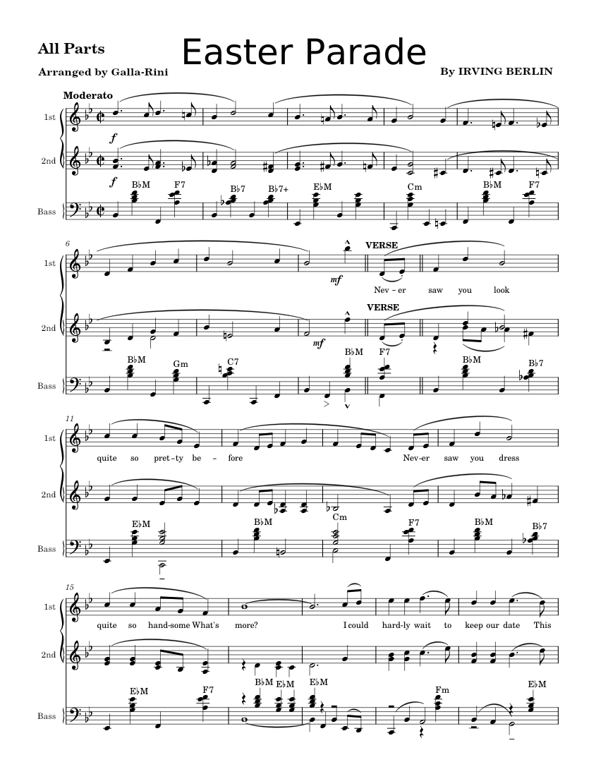 Easter parade – Irving Berlin Sheet Music for Accordion (Piano Trio ...