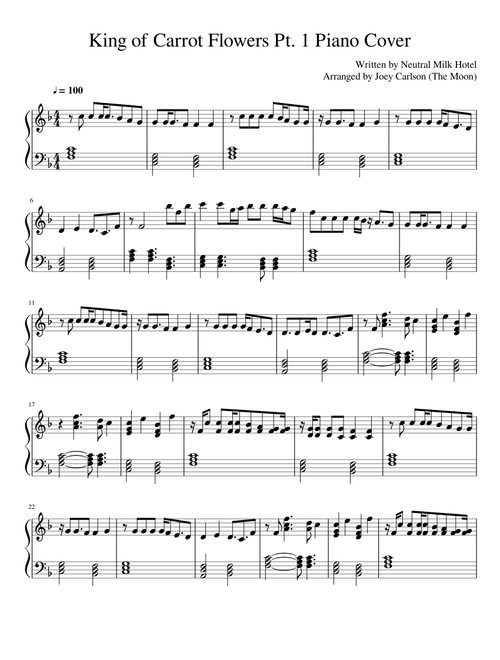 King of Carrot Flowers Pt. 1 Piano Cover