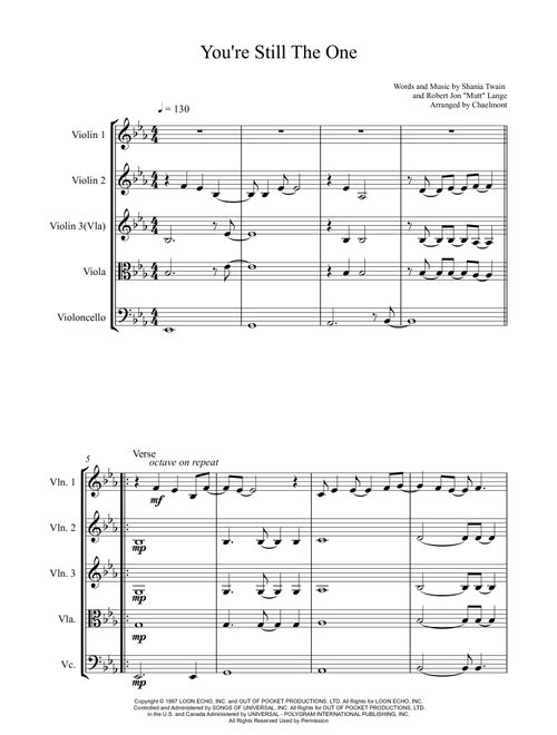 You're Still The One (Arr. chaelmont) - Shania Twain (String Quartet)