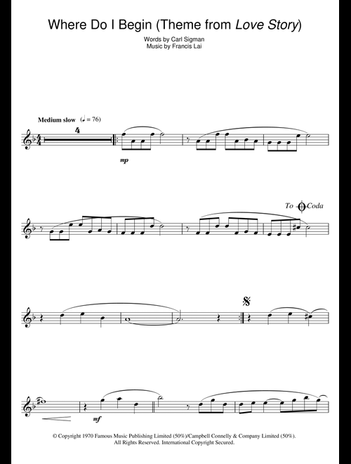 Where Do I Begin (theme from Love Story) - Francis Lai (Flute Solo)