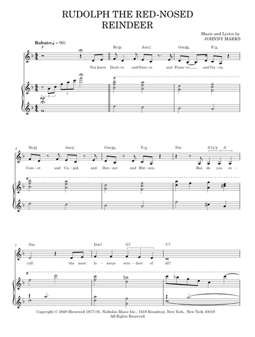 Rudolph The Red-Nosed Reindeer - Joni James, Patti Page (Piano Vocal)