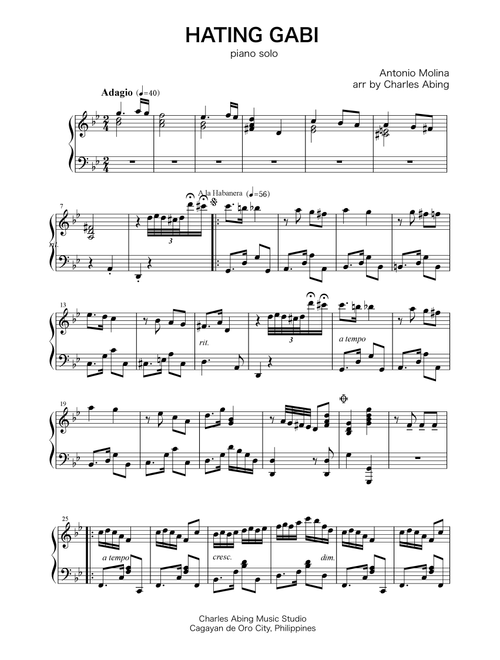 Hating Gabi for piano solo (Arr. Charles L. Abing) - Antonio Molina (Piano Solo)