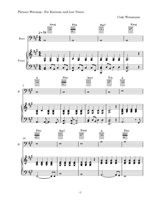 Phrases Warmup-- For Baritone and Low Voices--Cody Weinmann