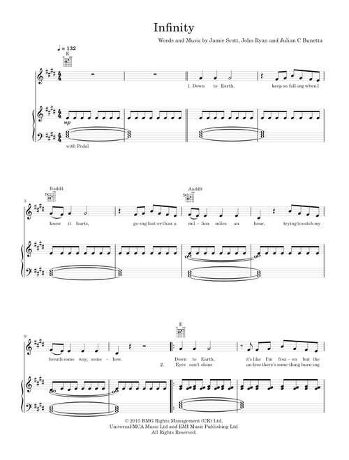 Infinity - One Direction (Piano-Voice-Guitar)