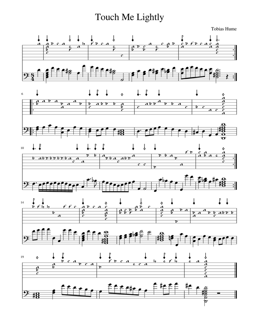 Touch Me Lightly Sheet music for Cello (String Duet)