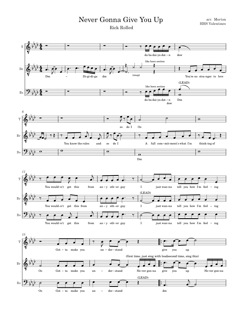 Never Gonna Give You Up: RickRoll Valentine Sheet music for Piano (Men ...