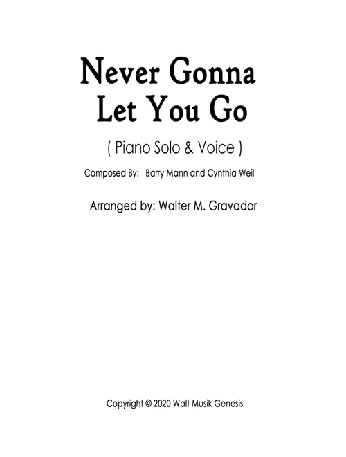 Never Gonna Let You Go (Arr. Walter M. Gravador) - Sergio Mendes (Piano Vocal)