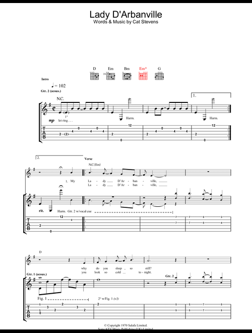 Lady D'Arbanville - Cat Stevens (Guitar Tab)