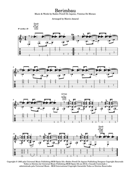 Berimbau (Arr. MARCIO ROBERTO AMARAL) - Vinicius de Moraes, Baden Powell De Aquino (Guitar Tab)
