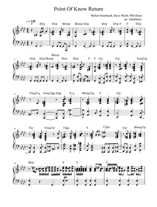 Point Of Know Return (Arr. JohnHenry) - Kansas (Easy Piano)