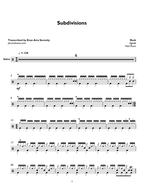 Subdivisions (Arr. Evan Aria Serenity) - Rush (Drums)
