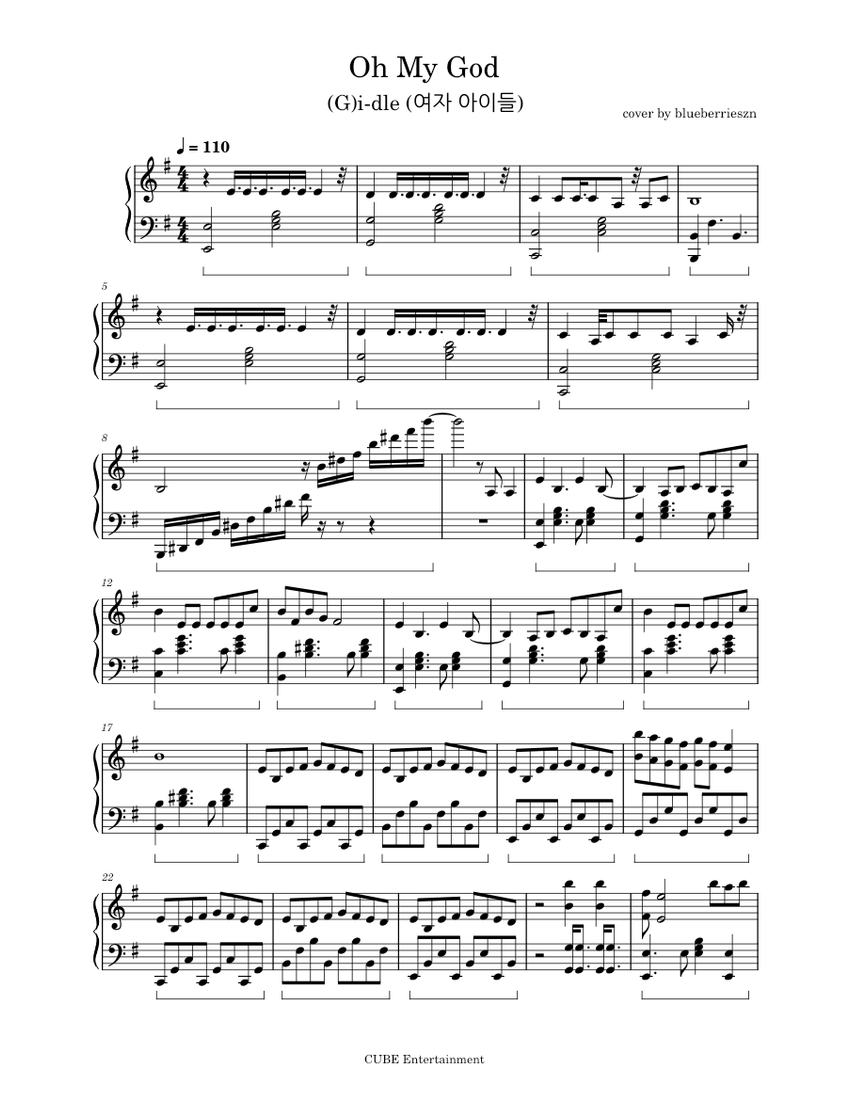 Oh My God - (G)i-dle (여자 아이들) Sheet Music for Piano