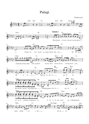 Palagi Palagi – TJ Monterde Sheet Music for Piano, Tenor, Violin, Viola & more ...