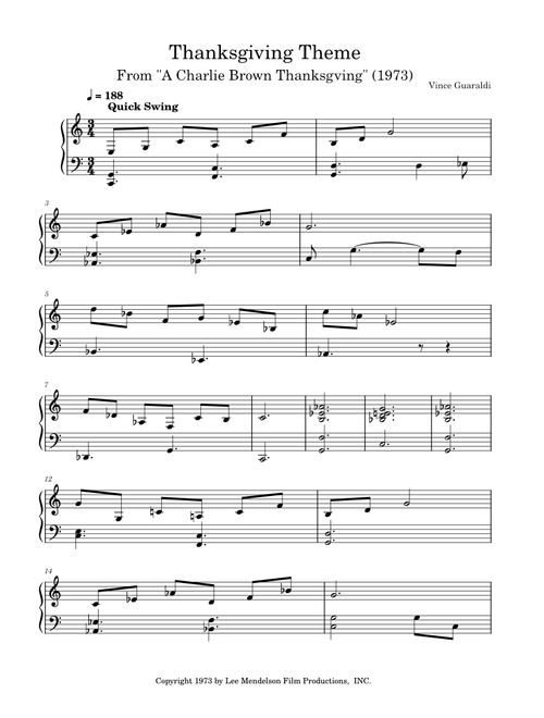 Thanksgiving Theme by Vince Guaraldi (1973)